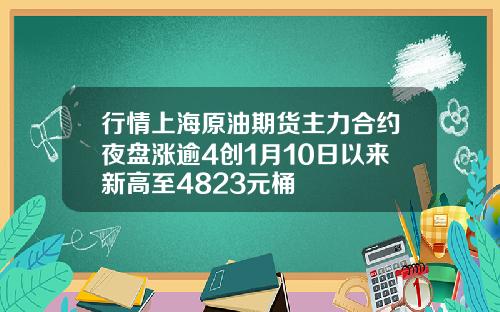 行情上海原油期货主力合约夜盘涨逾4创1月10日以来新高至4823元桶
