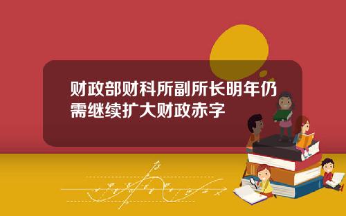 财政部财科所副所长明年仍需继续扩大财政赤字