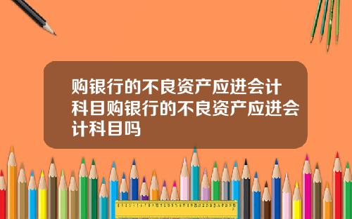 购银行的不良资产应进会计科目购银行的不良资产应进会计科目吗