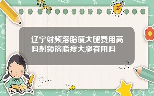 辽宁射频溶脂瘦大腿费用高吗射频溶脂瘦大腿有用吗