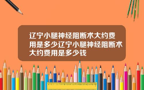 辽宁小腿神经阻断术大约费用是多少辽宁小腿神经阻断术大约费用是多少钱