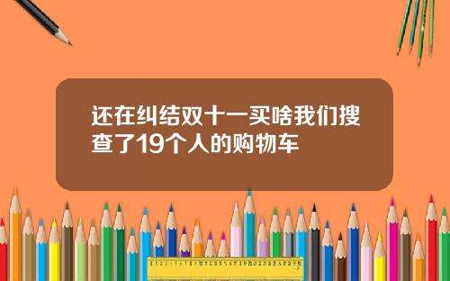 还在纠结双十一买啥我们搜查了19个人的购物车