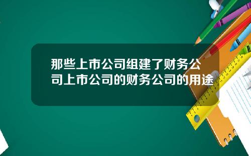 那些上市公司组建了财务公司上市公司的财务公司的用途
