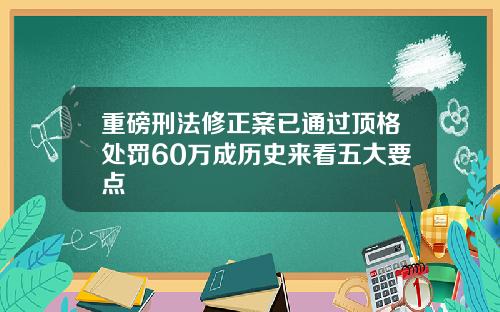 重磅刑法修正案已通过顶格处罚60万成历史来看五大要点