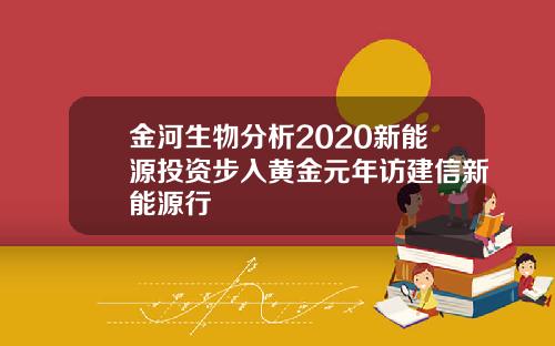 金河生物分析2020新能源投资步入黄金元年访建信新能源行