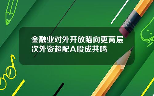 金融业对外开放瞄向更高层次外资超配A股成共鸣