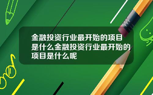 金融投资行业最开始的项目是什么金融投资行业最开始的项目是什么呢
