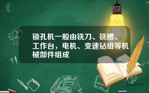 锁孔机一般由铣刀、铣槽、工作台，电机、变速钻组等机械部件组成