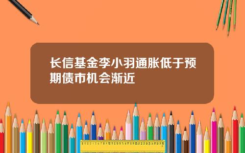 长信基金李小羽通胀低于预期债市机会渐近