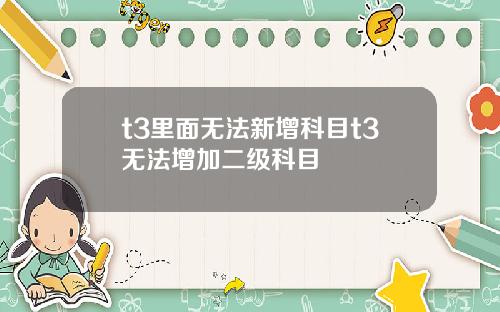 t3里面无法新增科目t3无法增加二级科目