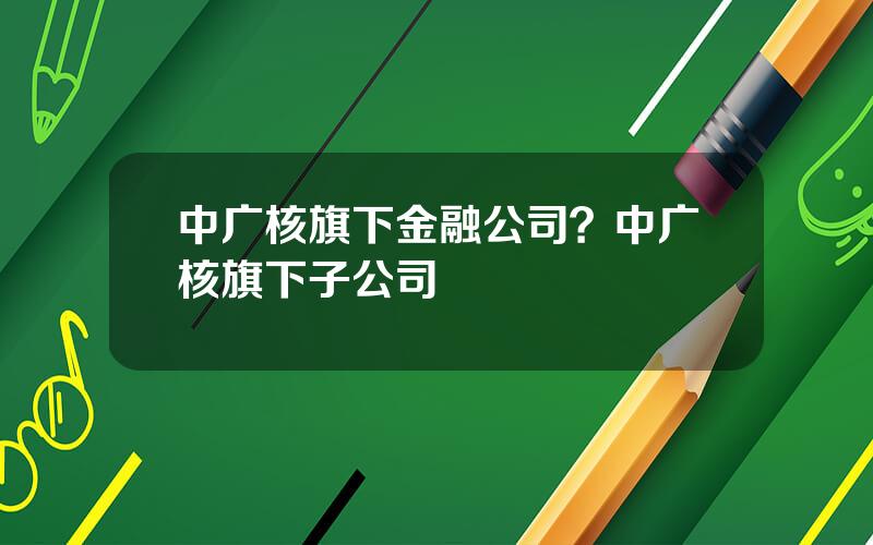 中广核旗下金融公司？中广核旗下子公司