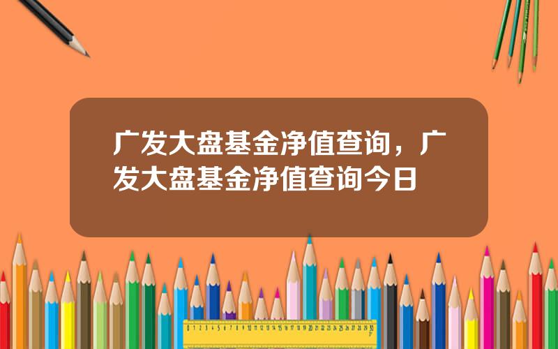 广发大盘基金净值查询，广发大盘基金净值查询今日