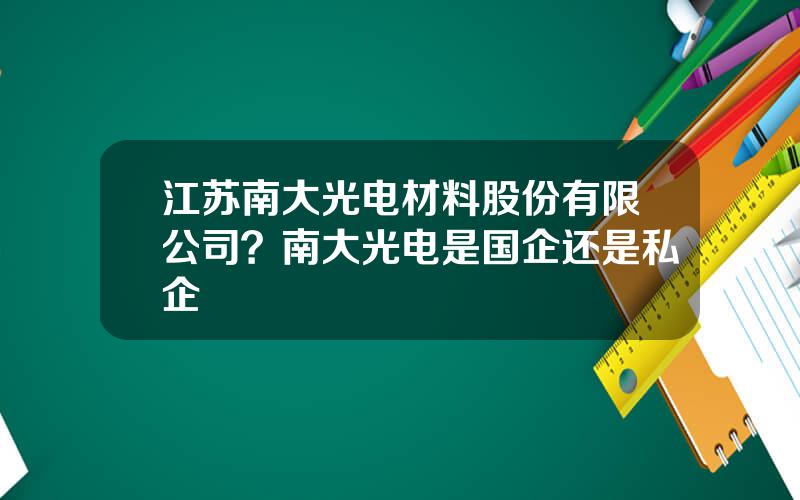 江苏南大光电材料股份有限公司？南大光电是国企还是私企