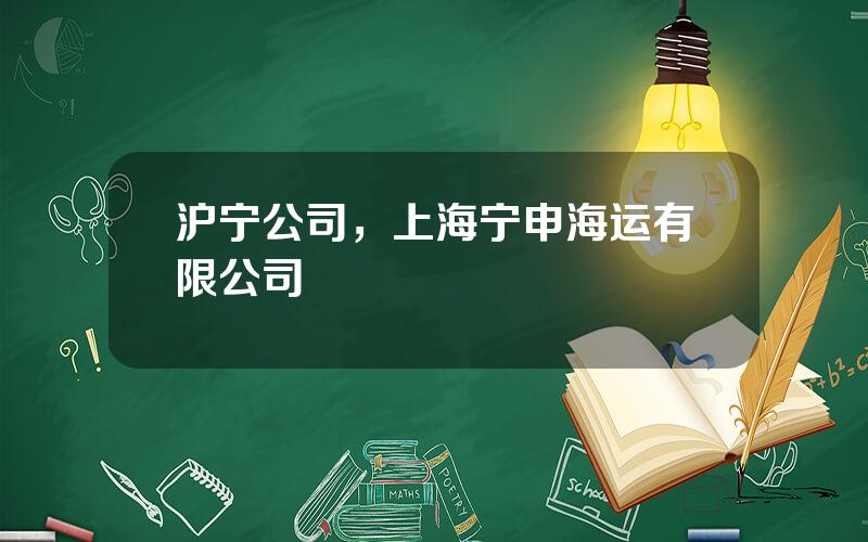 沪宁公司，上海宁申海运有限公司