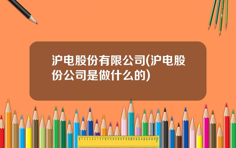 沪电股份有限公司(沪电股份公司是做什么的)