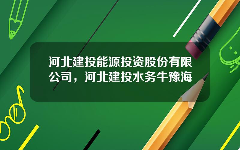 河北建投能源投资股份有限公司，河北建投水务牛豫海