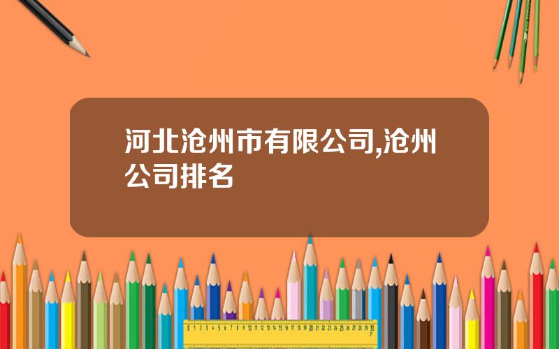 河北沧州市有限公司,沧州公司排名