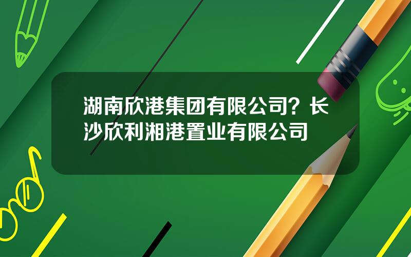 湖南欣港集团有限公司？长沙欣利湘港置业有限公司
