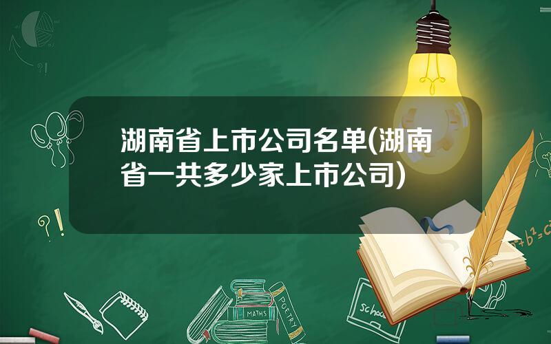 湖南省上市公司名单(湖南省一共多少家上市公司)