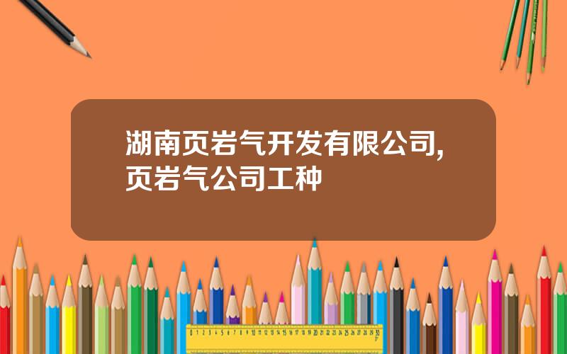湖南页岩气开发有限公司,页岩气公司工种