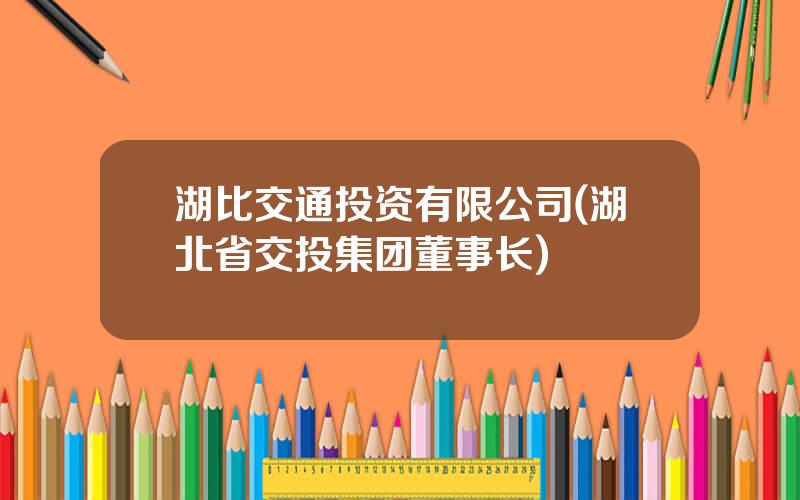 湖比交通投资有限公司(湖北省交投集团董事长)