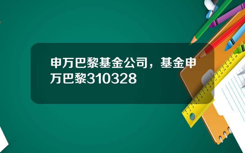 申万巴黎基金公司，基金申万巴黎310328