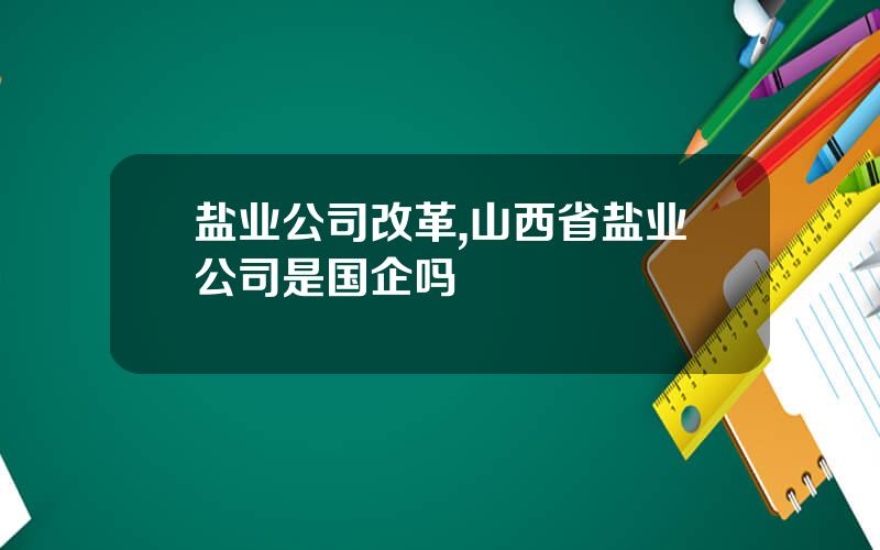盐业公司改革,山西省盐业公司是国企吗