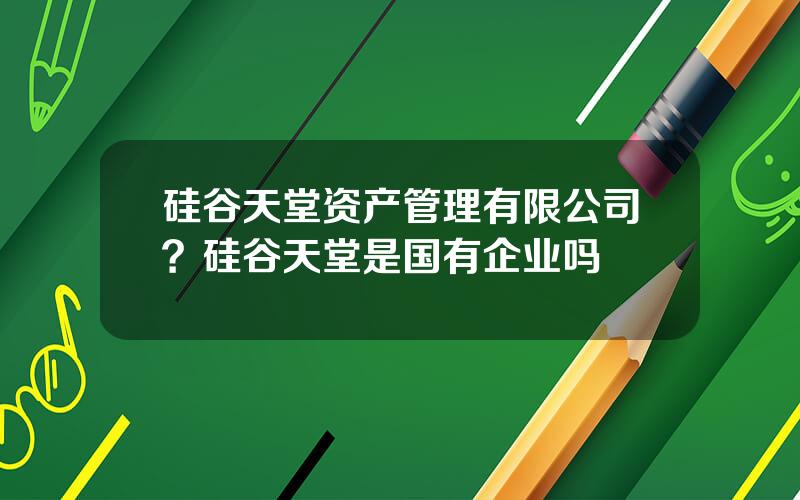 硅谷天堂资产管理有限公司？硅谷天堂是国有企业吗