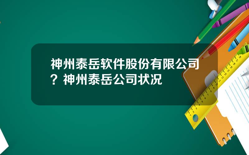 神州泰岳软件股份有限公司？神州泰岳公司状况