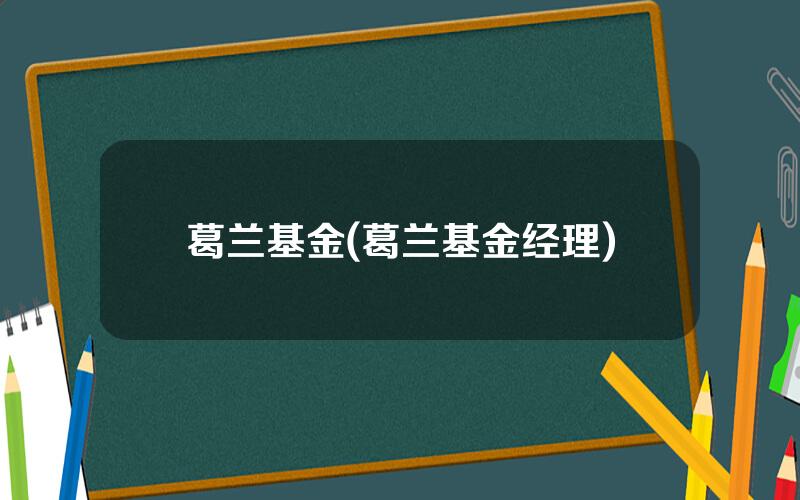 葛兰基金(葛兰基金经理)