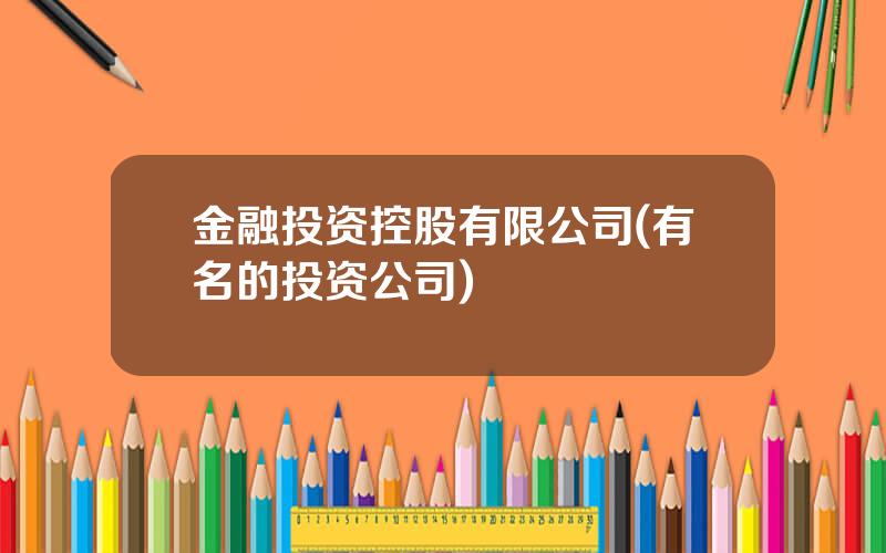 金融投资控股有限公司(有名的投资公司)