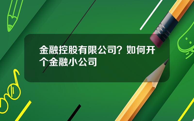 金融控股有限公司？如何开个金融小公司