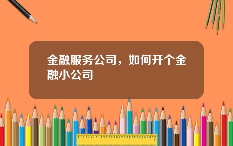 金融服务公司，如何开个金融小公司